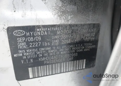 2010 Hyundai Elantra Gls from USA, damaged, VIN KMHDU4AD7AU880988